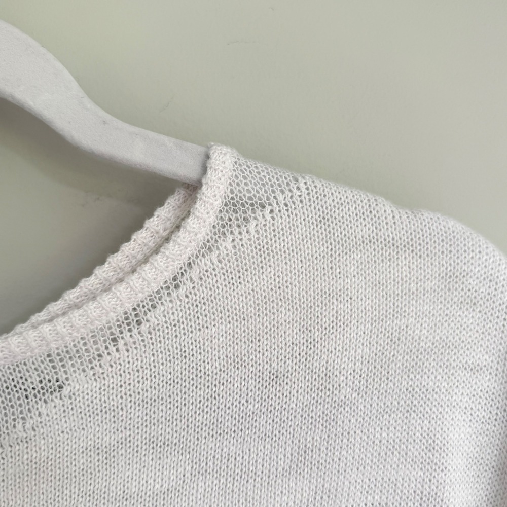 Alice + Olivia Quiana White Asymmetric 100% Linen Knit Pullover Sweater Size XS - Picture 5 of 10